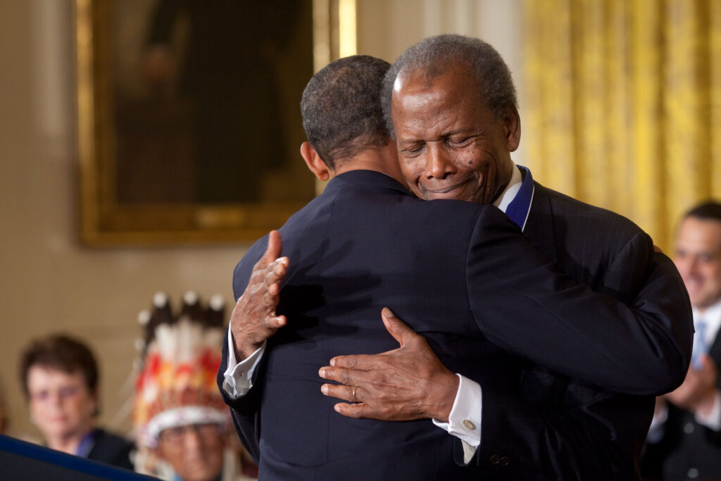 President Obama awards actor Sidney Poitier the Presidential Medal of Freedom on August 12, 2009. 