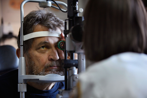 William Weiser has his eyes examined at the Central Blind Rehabilitation Center at the Edward Hines Jr. VA Hospital in Hines, Illinois. 