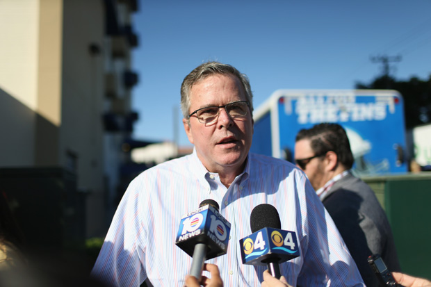 Former Florida Governor Jeb Bush speaks to the media on December 17, 2014 in Miami, Florida.