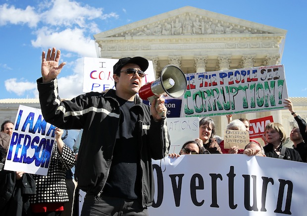 Protestors rally for  The Supreme Court  to overturn Citizens United v. FEC in Washington, D.C.