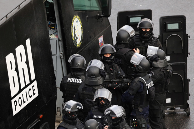 Police mobilize with reports of a hostage situation at Port de Vincennes on January 9, 2015 in Paris, France. 