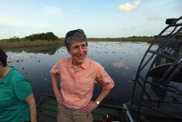 In this May 2013 picture, Secretary of the Interior Sally Jewell vists the Arthur R. Marshall Loxahatchee National Wildlife Refuge in the Florida Everglades.