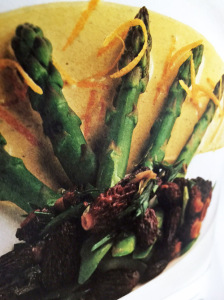 Asparagus and Morel Salad with Roasted Garlic and Lemon Dressing