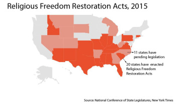 States that have passed Religious Freedom Restoration Act Legislation. Copyright The Diane Rehm Show.