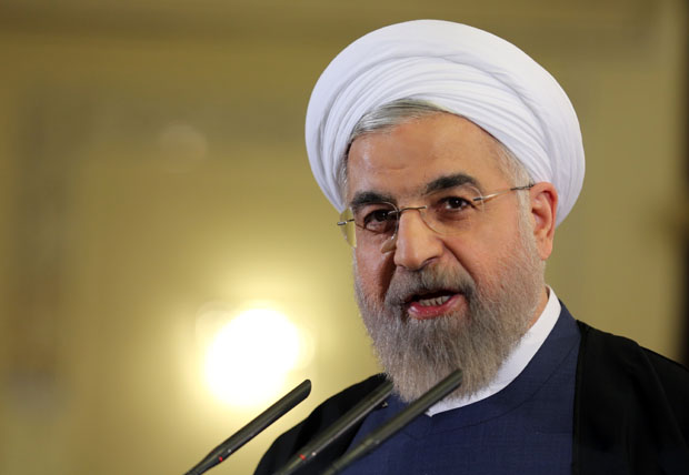 Iranian President Hassan Rouhani speaks during a press conference in Tehran.