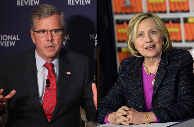 Jeb Bush and Hillary Clinton at events this spring.