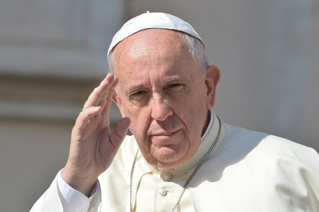 Pope Francis greets the crowd as he arrives June 17 for his general audience at St Peter's square at the Vatican.  