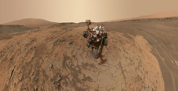 In this handout provided by NASA/JPL-Caltech/MSSS, a self-portrait of NASA's Curiosity Mars rover shows the vehicle at the "Mojave" site, where its drill collected the mission's second taste of Mount Sharp.   