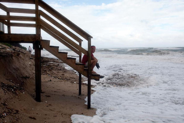 Heavy beach erosion on Singer Island, Florida. 