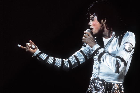 Michael Jackson performs during a concert at the historical Berlin Reichstag on June 19, 1988.