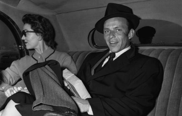 Sinatra and Ava Gardner arriving in London in April 1956.