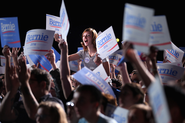 Thousands of supporters cheer while listening to Democratic presidential candidate Sen. Bernie Sanders (I-VT) address a campaign rally at the Prince William County Fairground September 14 in Manassas, Virginia.