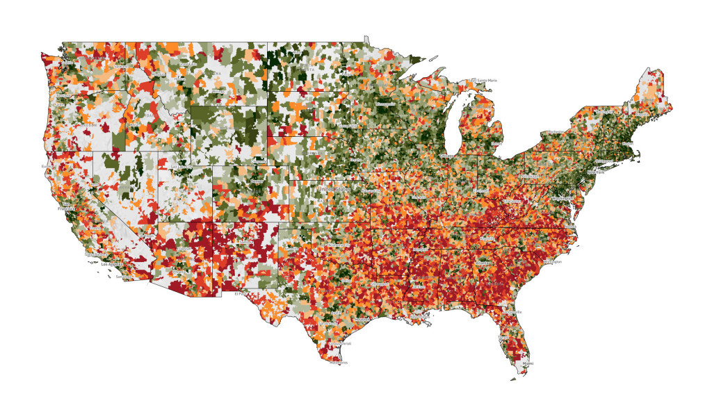 The Economic Innovation Group's Distressed Communities Index report measures "community well-being" based on economic growth and development.