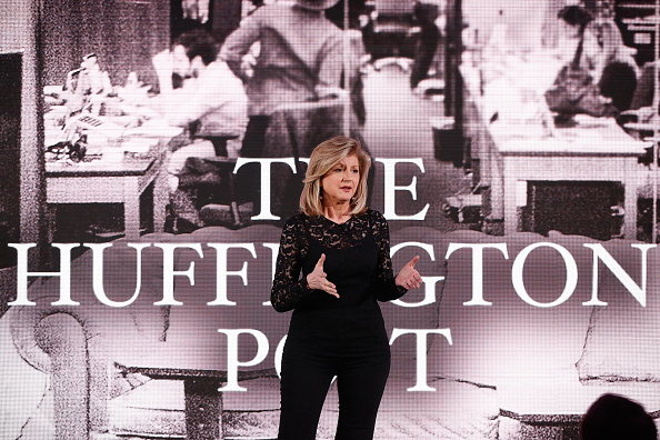 Co-founder and editor-in-chief of The Huffington Post Arianna Huffington speaks on stage during the AOL 2015 Newfront on April 28, 2015 in New York City.