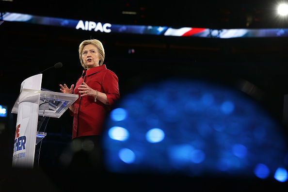Democratic presidential candidate Hillary Clinton addresses the annual policy conference of the American Israel Public Affairs Committee (AIPAC) March 21 in Washington, DC. Every presidential candidate except for Bernie Sanders will speak at the conference.