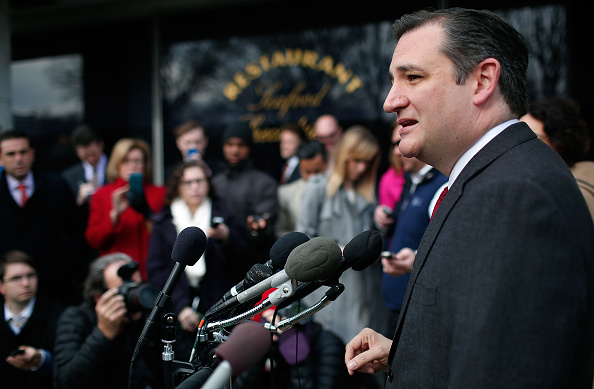 Republican presidential candidate Sen. Ted Cruz (R-TX) addresses the bombings in Brussels during remarks March 22 in Washington, DC.