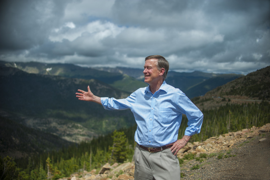 Governor John Hickenlooper in Colorado’s Rocky Mountain National Park on its 100th birthday.