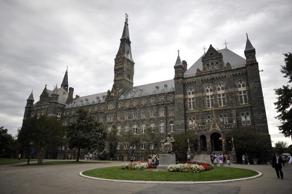 Healy Hall, the flagship building of Georgetown University's main campus in Washington, DC, is seen on September 30, 2011.