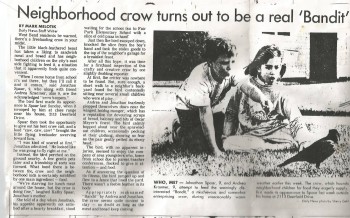Our listener Andrea's experience with a crow as a child made her local paper.