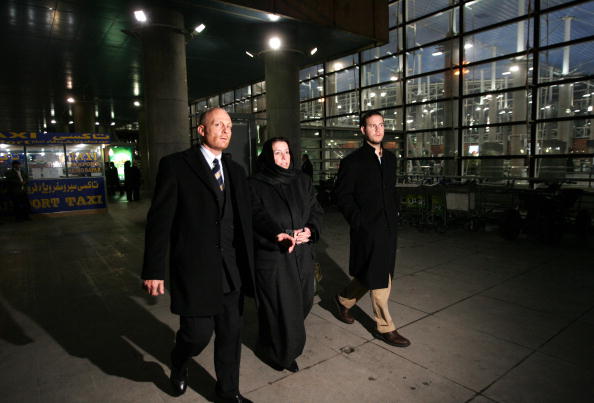 Christine Levinson (C) arrives in Tehran's Imam Khomeini airport with her son Daniel to meet with Iranian officials in December 2007, the year her husband Robert Levinson disappeared in Iran.