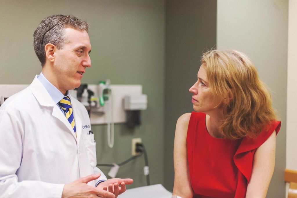 Mary Elizabeth Williams with her doctor, Jedd Wolchok, at Memorial Sloan Kettering Cancer Center