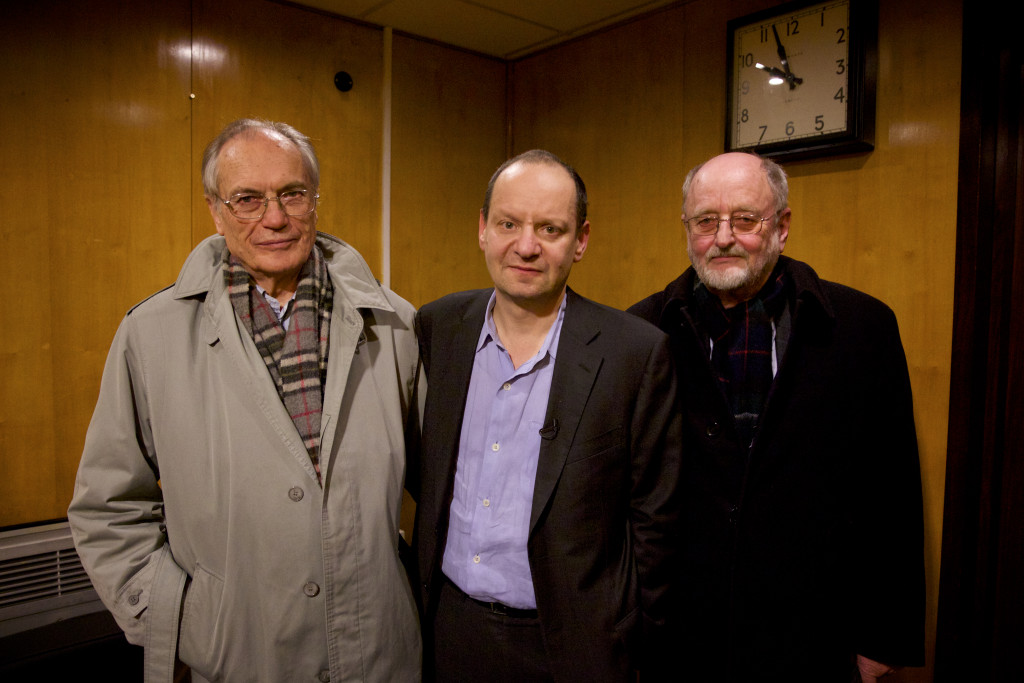 Human rights lawyer Philippe Sands, center, whose relatives died in the Holocaust, discovered his family was connected to Horst Von Wachter, left, and Niklas Frank, both the sons of high-ranking Nazi officials.  The three men traveled together through Europe for the PBS documentary "My Nazi Legacy."