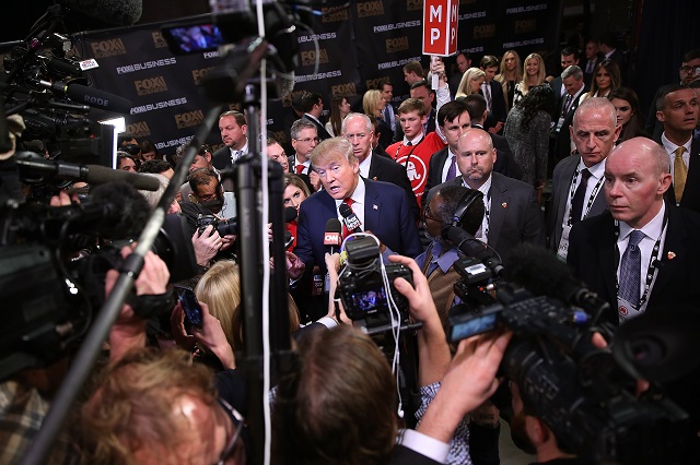 Republican presidential candidate Donald Trump speaks to the media in January after the Fox Business Network Republican presidential debate at the North Charleston Coliseum and Performing Arts Center in North Charleston, South Carolina. 