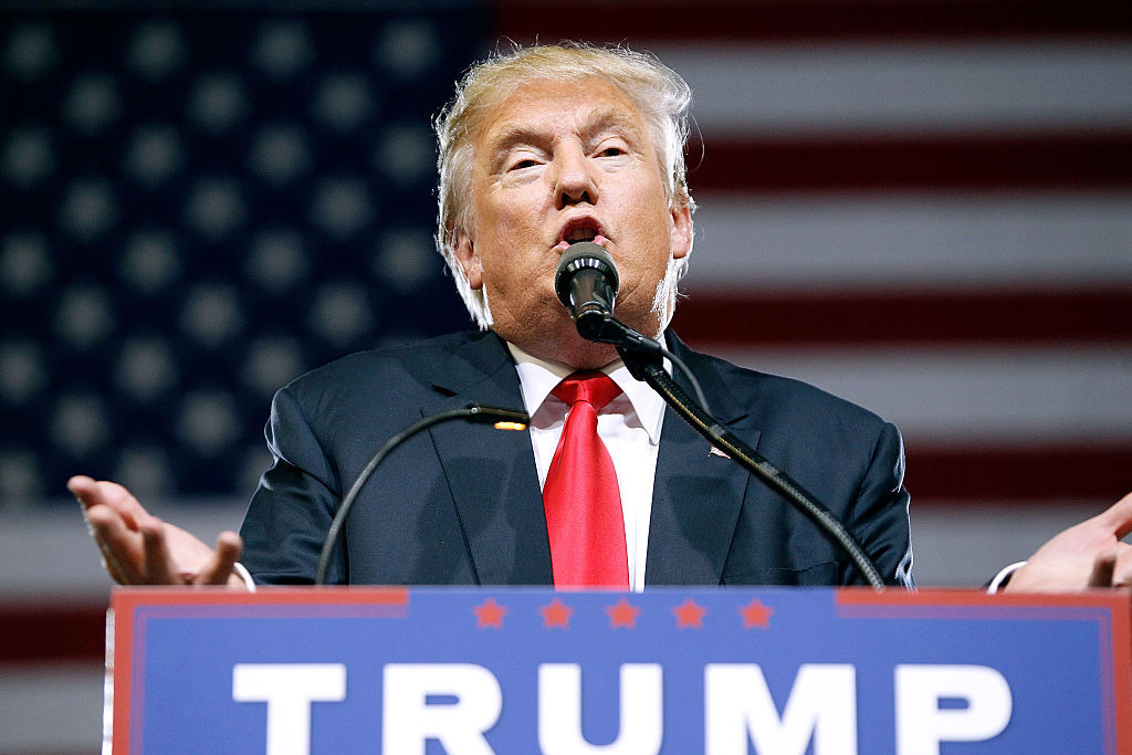 PHOENIX, AZ - JUNE 18:  Presumptive Republican presidential nominee Donald Trump speaks to a crowd of supporters during a campaign rally on June 18, 2016 in Phoenix, Arizona. Trump returned to Arizona for the fourth time since starting his presidential campaign a year ago.  (Photo by Ralph Freso/Getty Images)