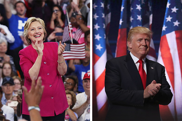 After two weeks of conventions, Hillary Clinton (L) and Donald Trump (R) are now their respective parties' nominees for the presidency.