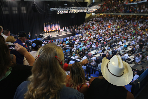  Supporters of Republican presidential candidate Donald Trump listen to his speech July 27 in Scranton, Pennsylvania. 