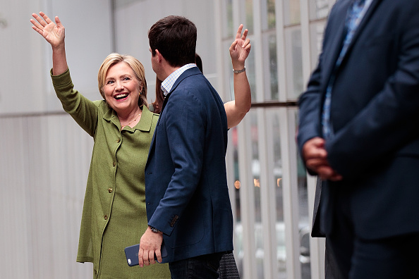 Democratic presidential candidate Hillary Clinton leaves a meeting with law enforcement officials on August 18 in New York City.