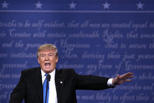Republican presidential nominee Donald Trump speaks during the Presidential Debate at Hofstra University on September 26 in Hempstead, New York. 
