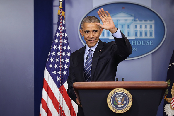 President Obama waves goodbye at the conclusion of what may be the last news conference of his presidency on December 16. 