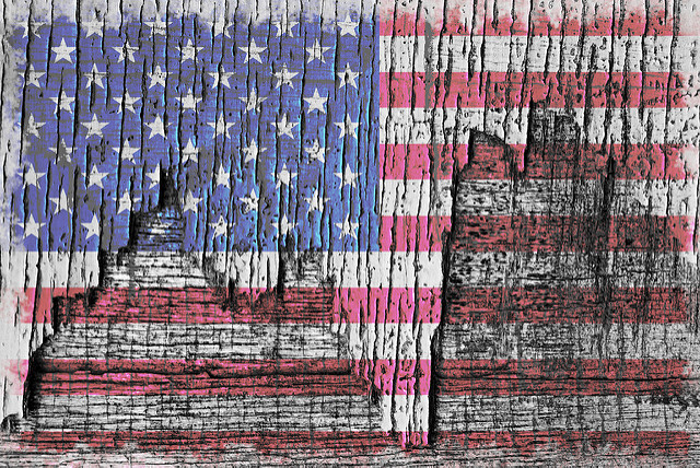 Old Glory, Patriotic Rustic Peeling American Flag