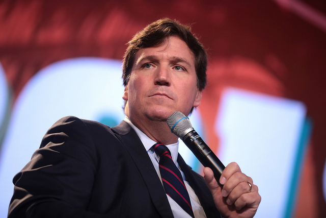 Tucker Carlson speaking with attendees at the 2018 Student Action Summit hosted by Turning Point USA at the Palm Beach County Convention Center in West Palm Beach, Florida.
