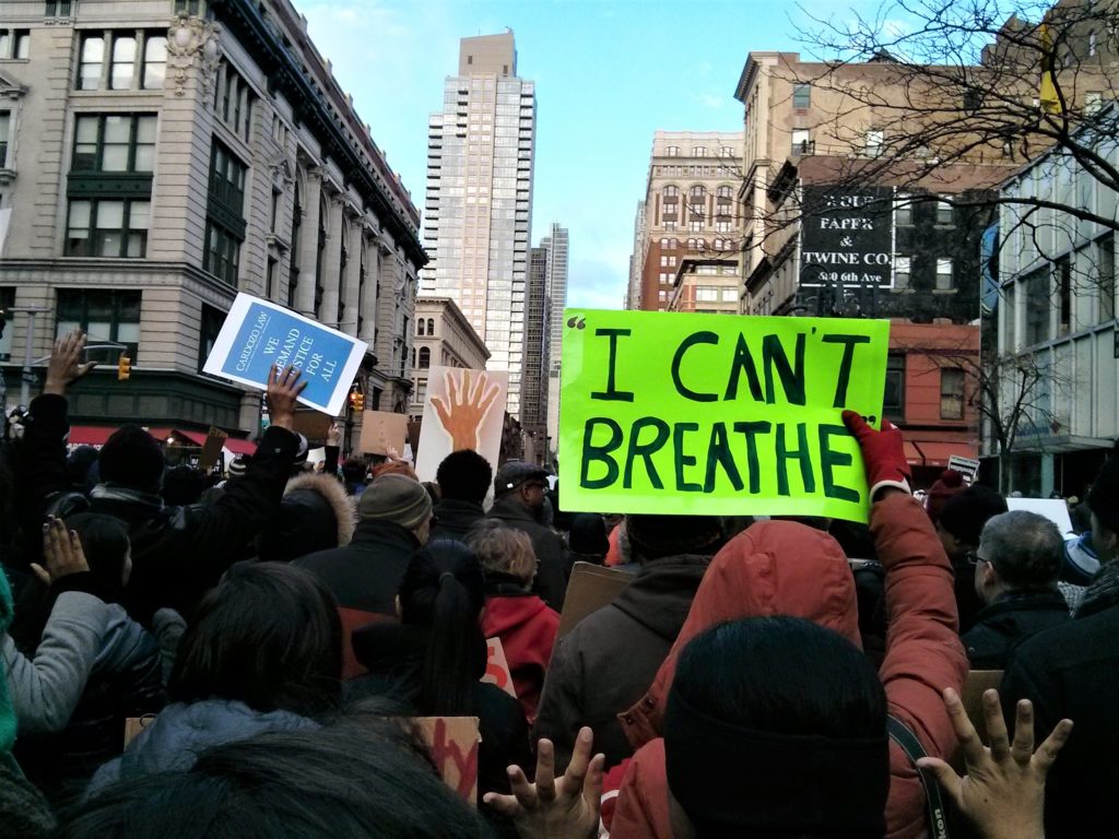 "I Can't Breathe" became a rallying cry for the Black Lives Matter movement after a police officer's chokehold led to the death of Eric Garner in July 2014. This week the NYPD fired the officer responsible for Garner's death.  