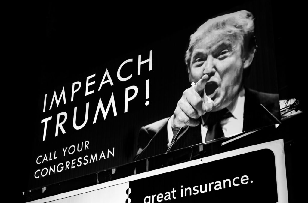 A billboard in Northern Michigan in August 2017 calling for President Trump's impeachment.  On Tuesday, House Speaker Nancy Pelosi announced a formal impeachment inquiry. 
