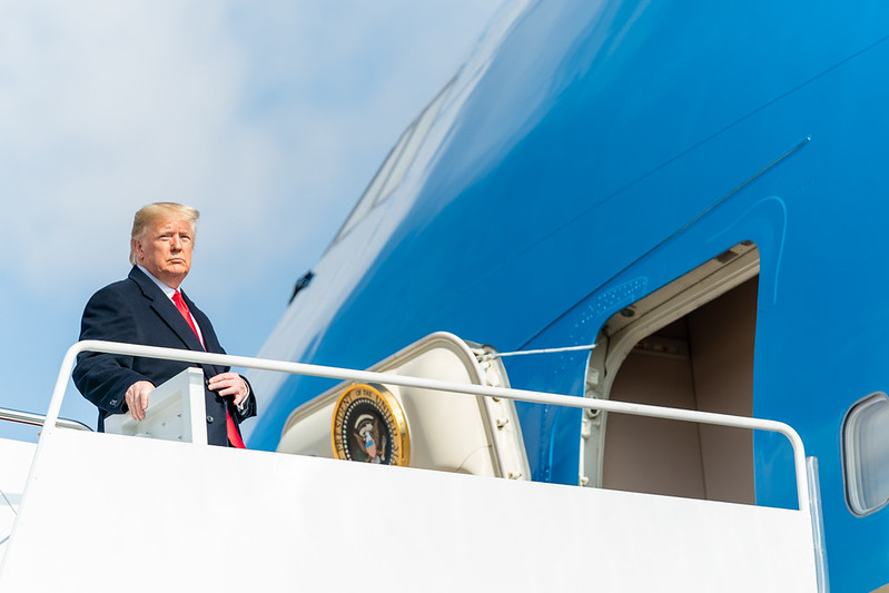 President Trump arrives at Joint Base Andrews Air Force Base on Wednesday. 