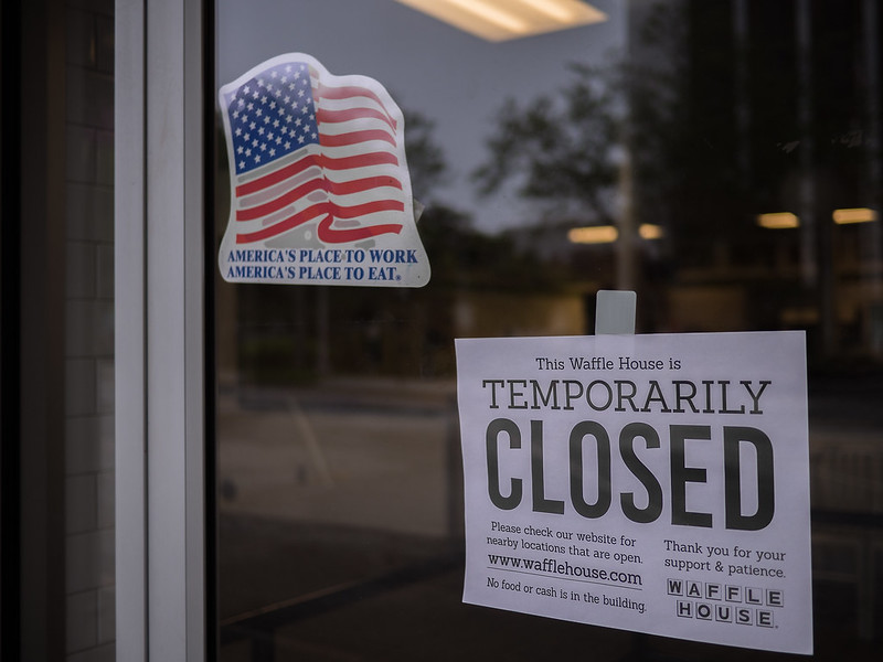 A Waffle House in Decatur, GA is closed due to coronavirus. 