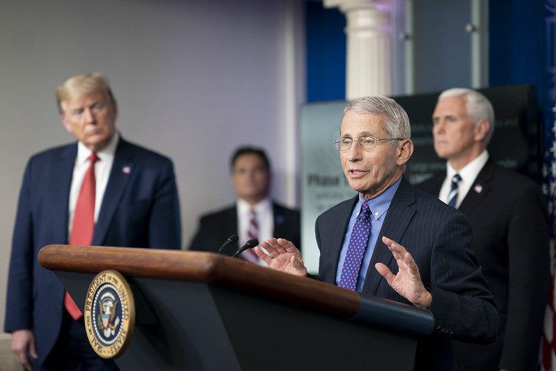 Dr. Anthony Fauci delivers remarks during a coronavirus update briefing Thursday, April 16, 2020, at the White House.