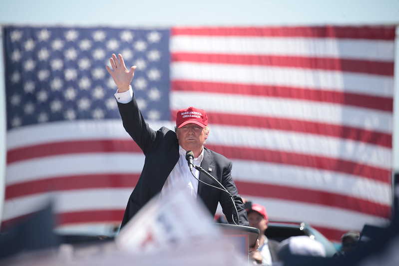 President Trump speaking at a campaign rally in 2016. 