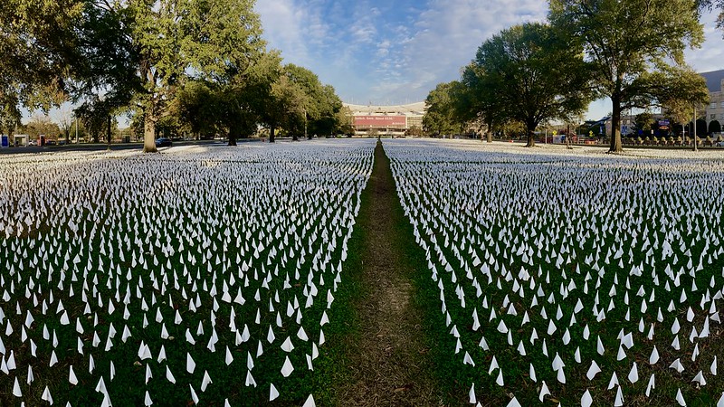 In Washington, D.C., flags have been planted as part of a memorial honoring the lives lost to Covid-19 in the U.S. The death toll now stands at over 240,000. 