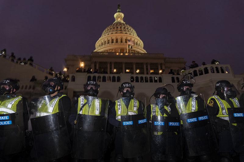 The U.S. Capitol on the evening of January 6th.