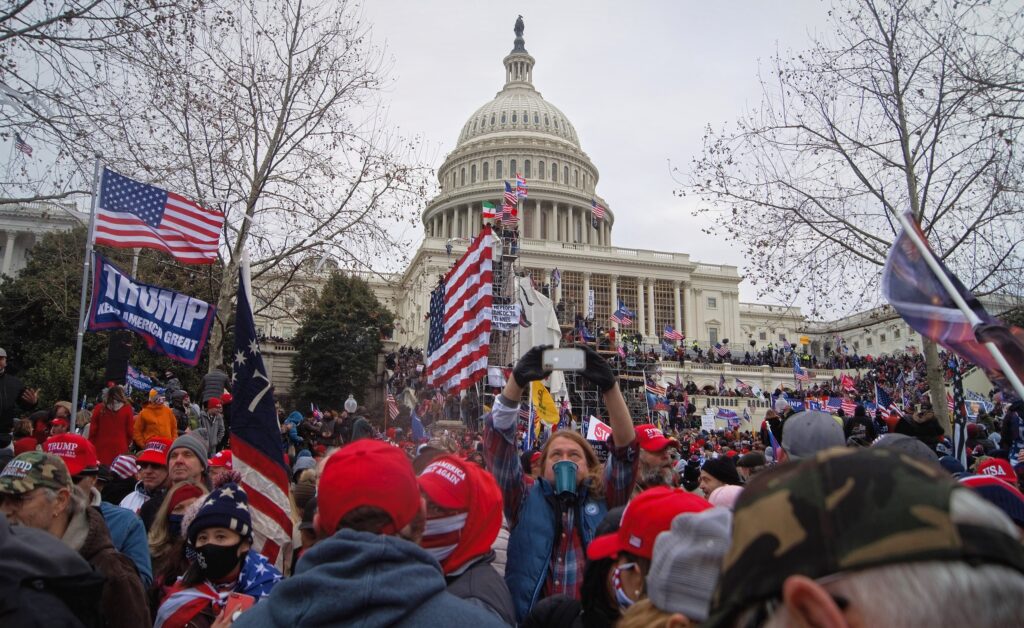 Rioters outside the U.S. Capitol on January 6, 2021.