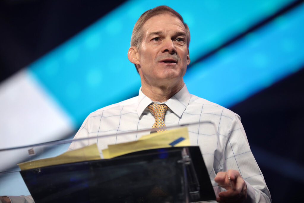 U.S. Congressman Jim Jordan speaking with attendees at the 2021 AmericaFest at the Phoenix Convention Center in Phoenix, Arizona. Jordan will act as chair of the Select Subcommittee on the Weaponization of the Federal Government.