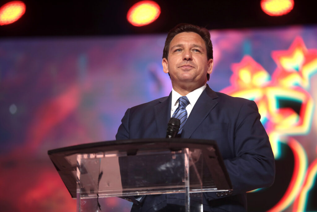 Gov. Ron DeSantis speaking with attendees at the 2022 Student Action Summit at the Tampa Convention Center in Tampa, Florida.