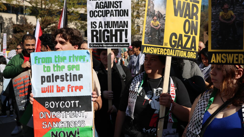 A "free Palestine" rally in Washington DC in November. 