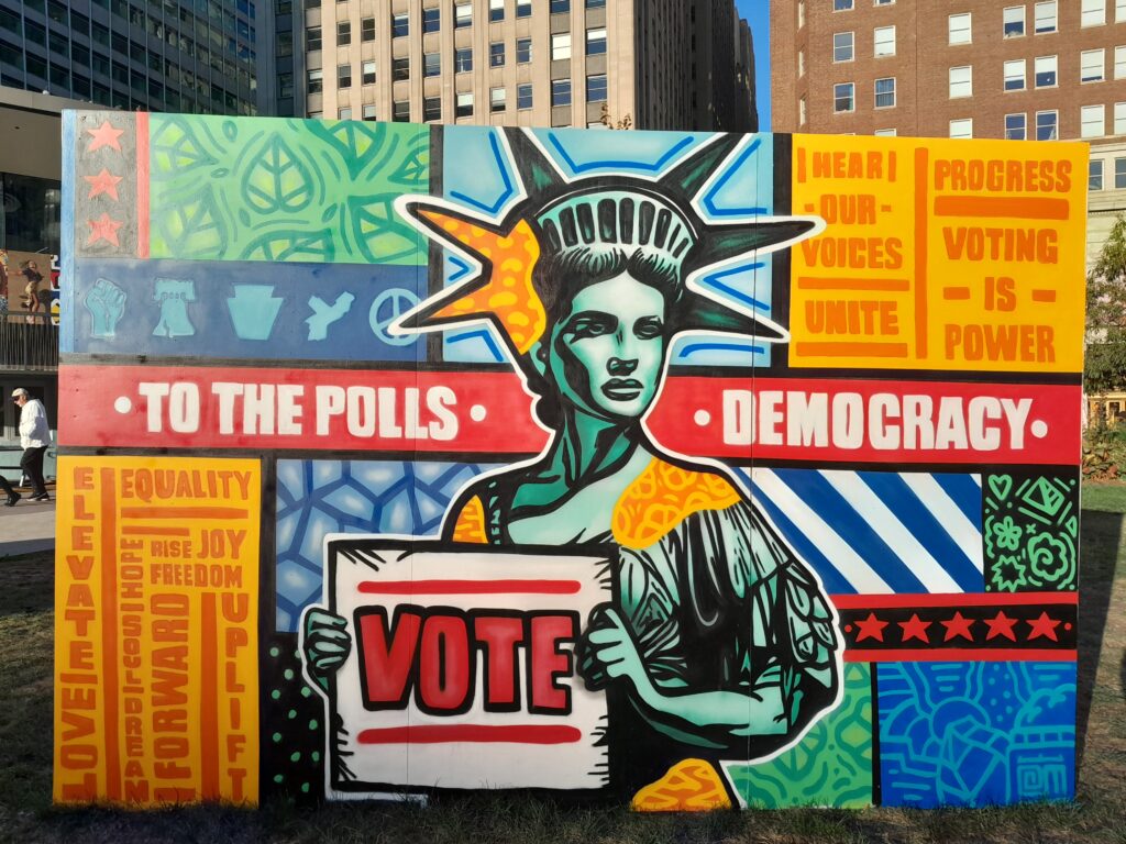 A mural in Philadelphia encouraging people to vote. 