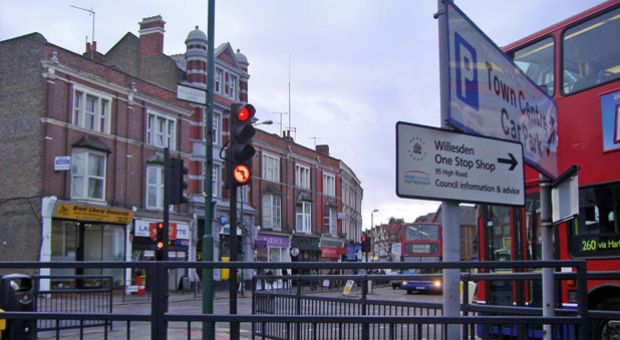 Willesden Green in northwest London, England.

