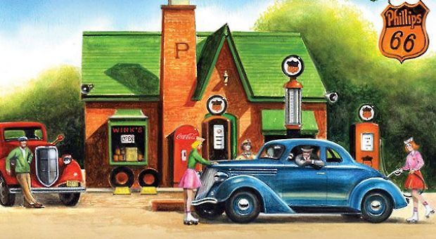 Cover art from "The All-Girl Filling Station's Last Reunion: A Novel" by Fannie Flagg.